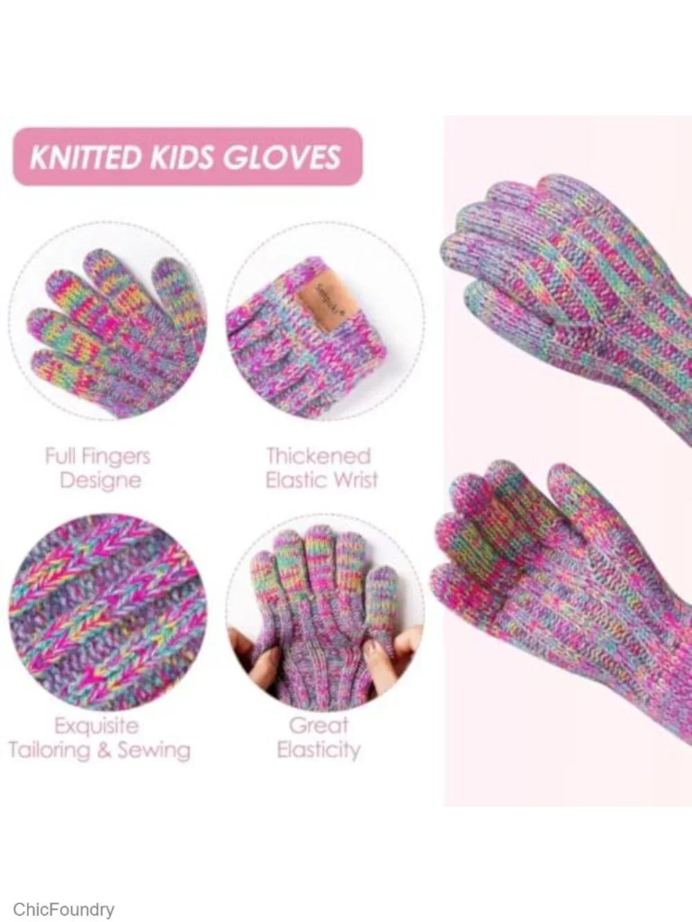 Kids Winter Hat Gloves Scarf Set Beanie with Pom Knit Neck Warmer Gaiter